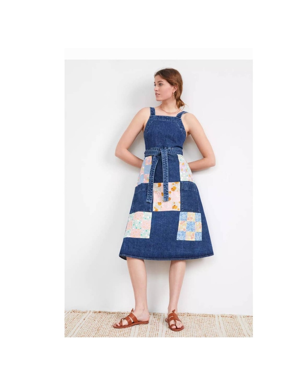 NWOT RARE Carleen Anthropologie Denim Patchwork Dress Small / Medium